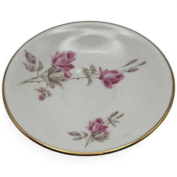 Crown Staffordshire England Teacup & Saucer Pink Rose Bone China Vintage - Picture 3 of 4